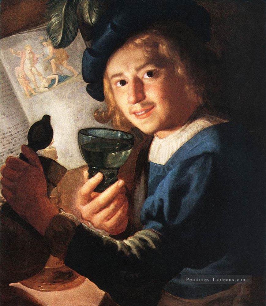 Jeune buveur de nuit aux chandelles Gerard van Honthorst Peintures à l'huile